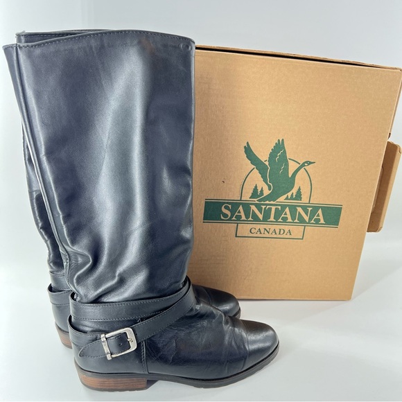 Santana Canada Shoes - Santana Canada Vintage Black Leather Knee Tall Boots waterproof stain resist 8 M